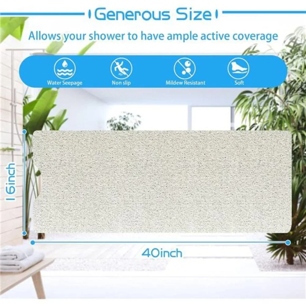 Non Slip Bathtub Mat Shower Mat Soft Loofah Bath Tub Mat for Bathroom 16x40 Whit